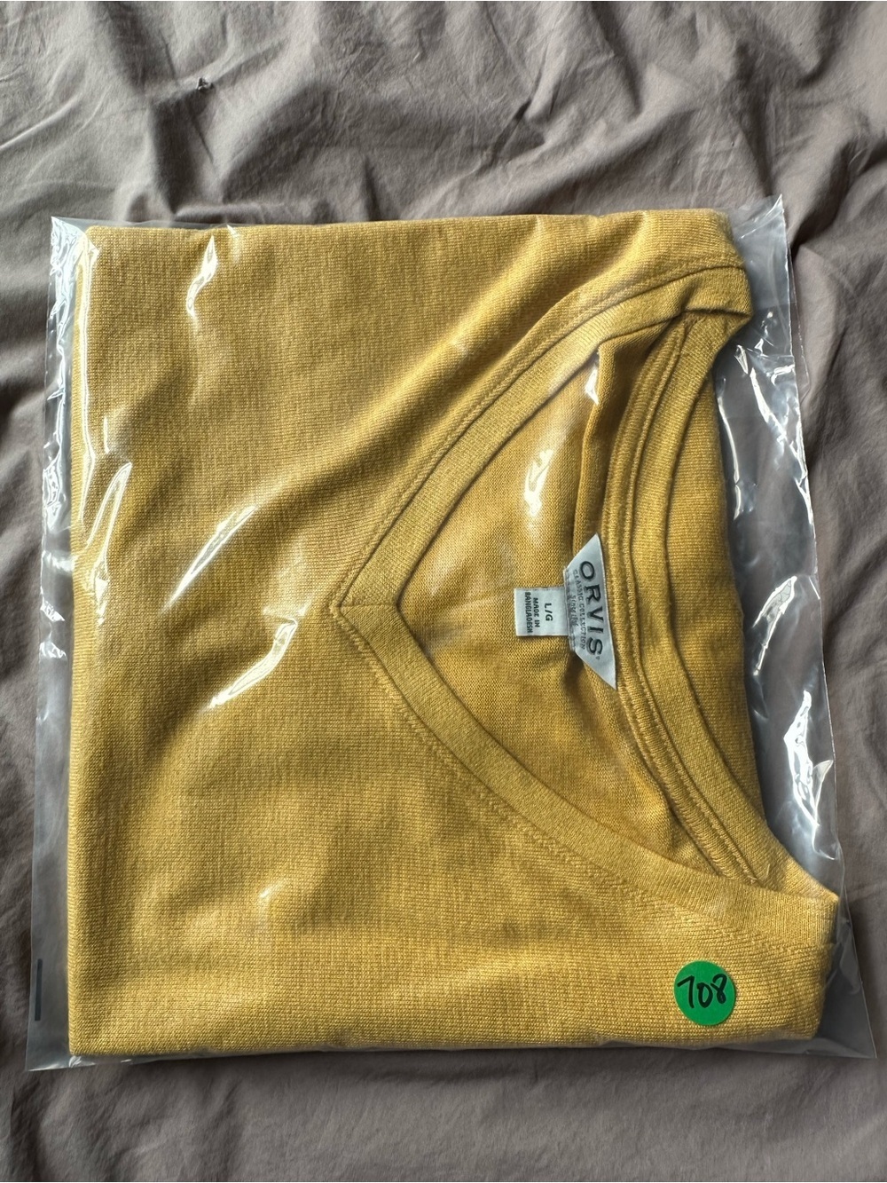 Orvis Shirt Womens Large Yellow V Neck Short Sleeve Stretch Pullover Mustard - Picture 9 of 9